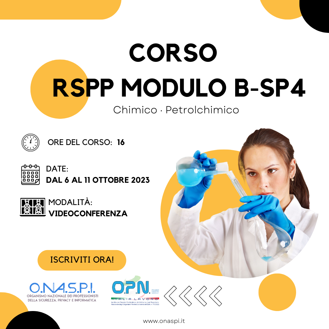 Corso RSPP modulo B-Sp4 (Chimico · Petrolchimico)
